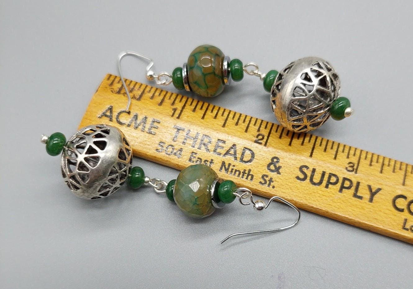 Verdant Green Long Agate Gemstone Earrings