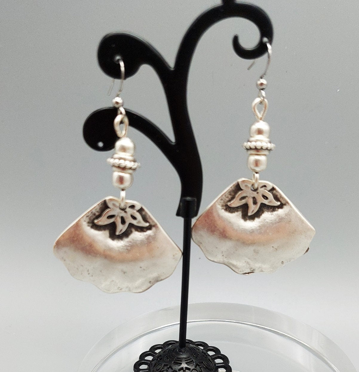 Silver Turkish Zamak Flower Earrings