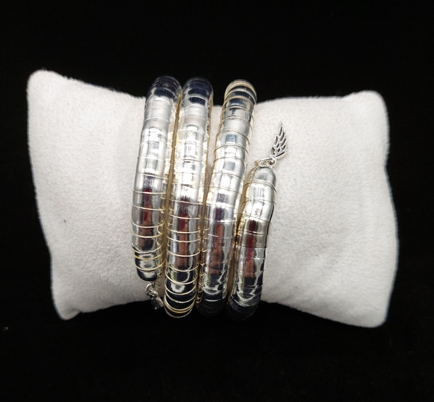 Black and white tribal inspired wrap bracelet;