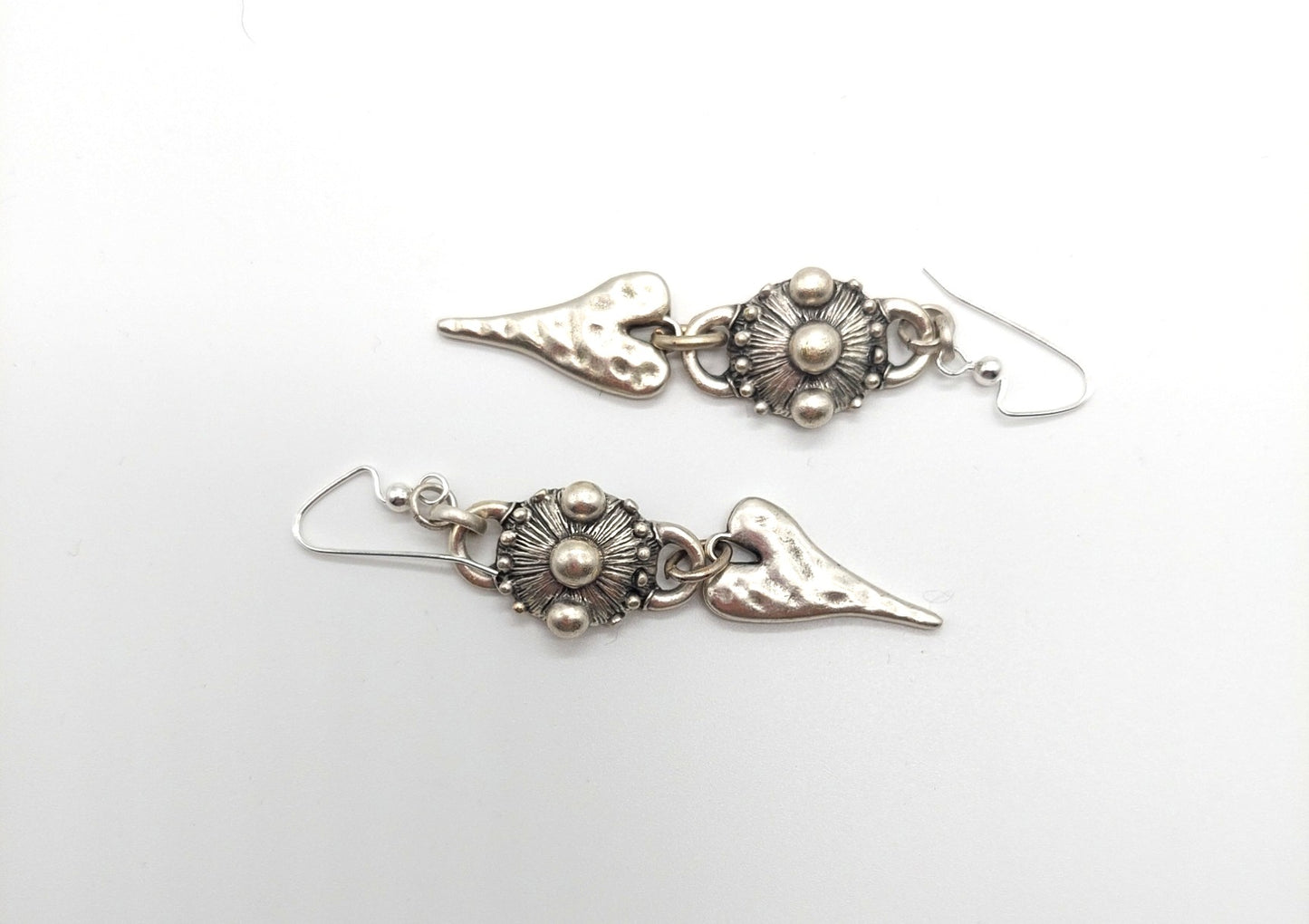 Turkish Silver Dangle Heart Earrings