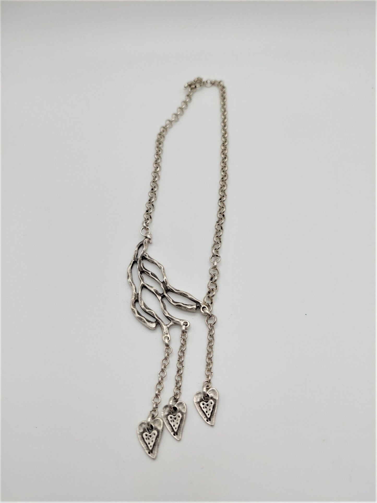Asymmetrical Heart-fall Silver Necklace