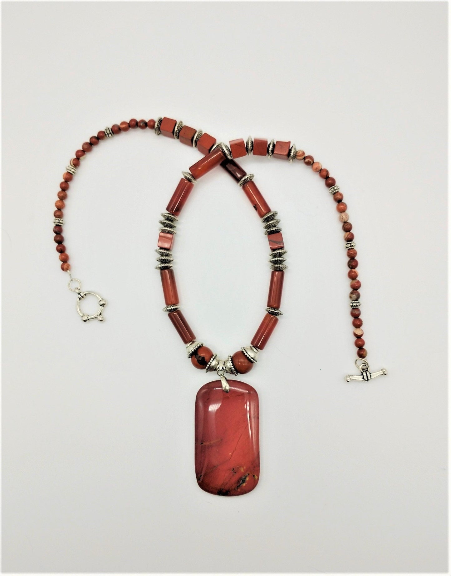 Red Brown Jasper Pendant Necklace