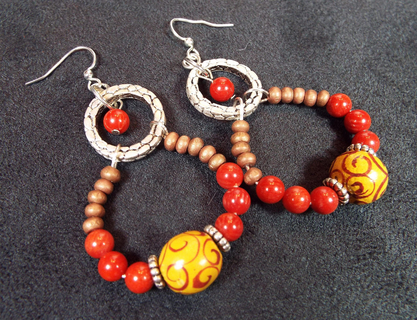 Red and Yellow Painted Earrings