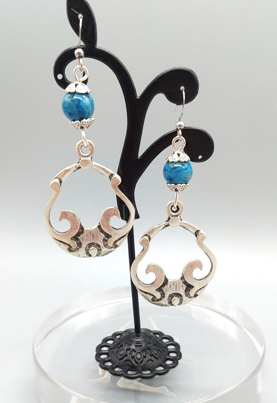 Turkish Zamak earrings, with turquoise gemstones