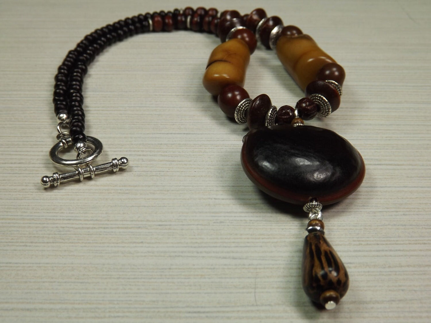Brown Tagua Nut Pendant Necklace