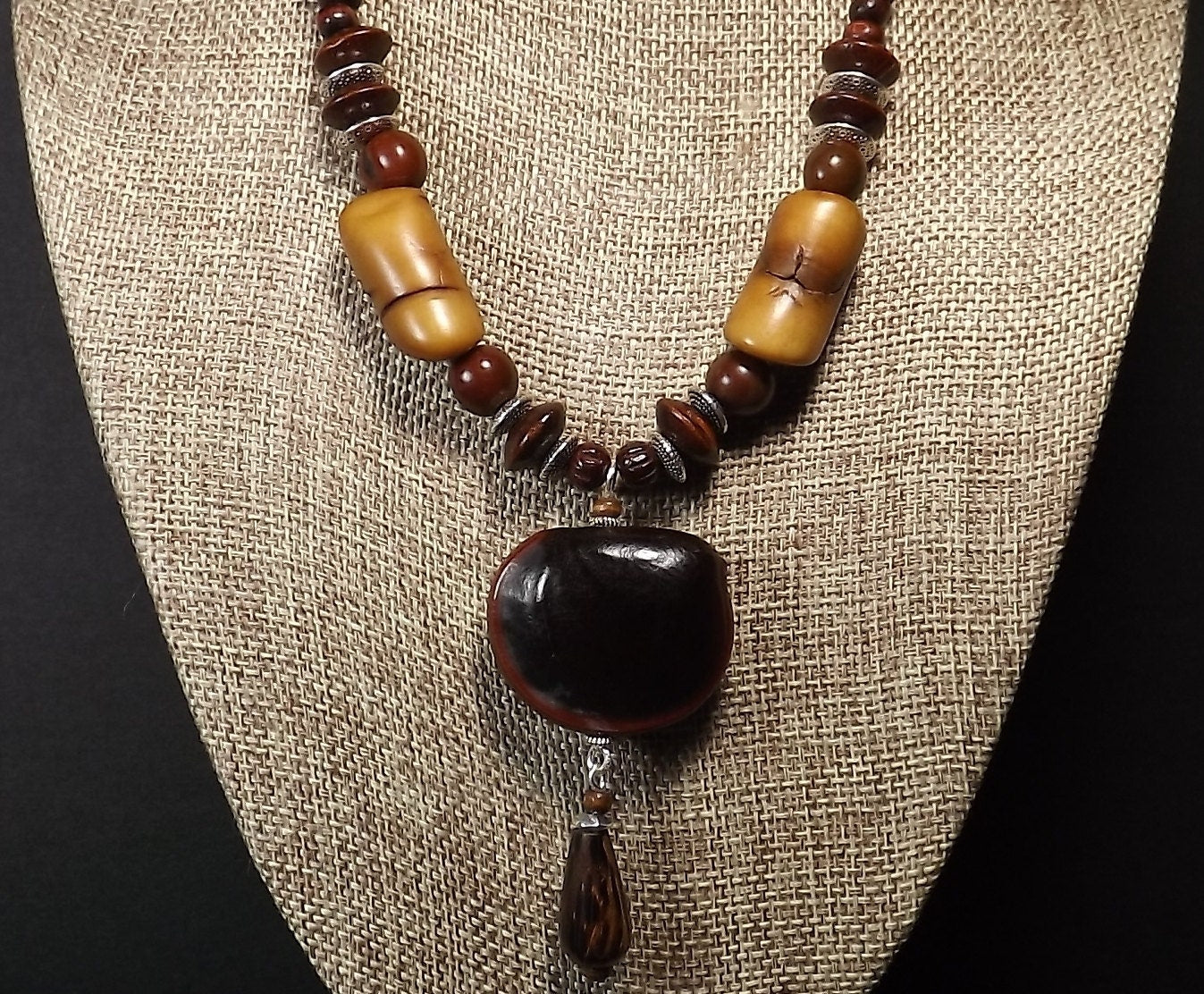 Brown Tagua Nut Pendant Necklace