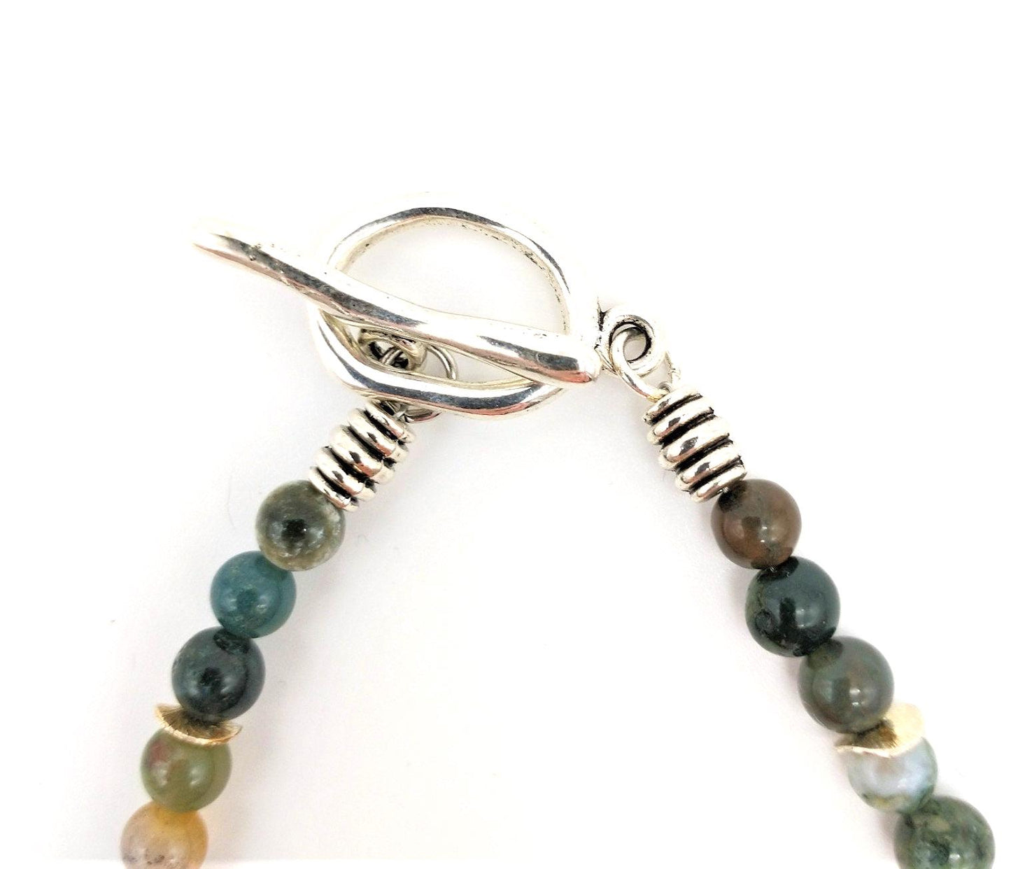 Green and Burgundy Stripe Jasper Pendant Necklace
