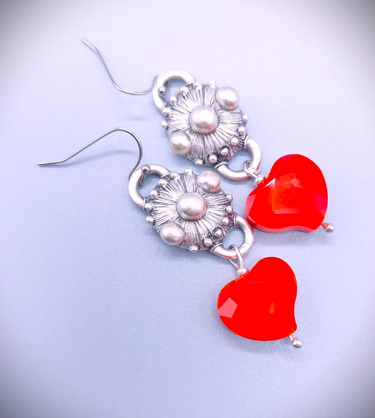 Steal Your Heart Bold Red & Silver Earrings