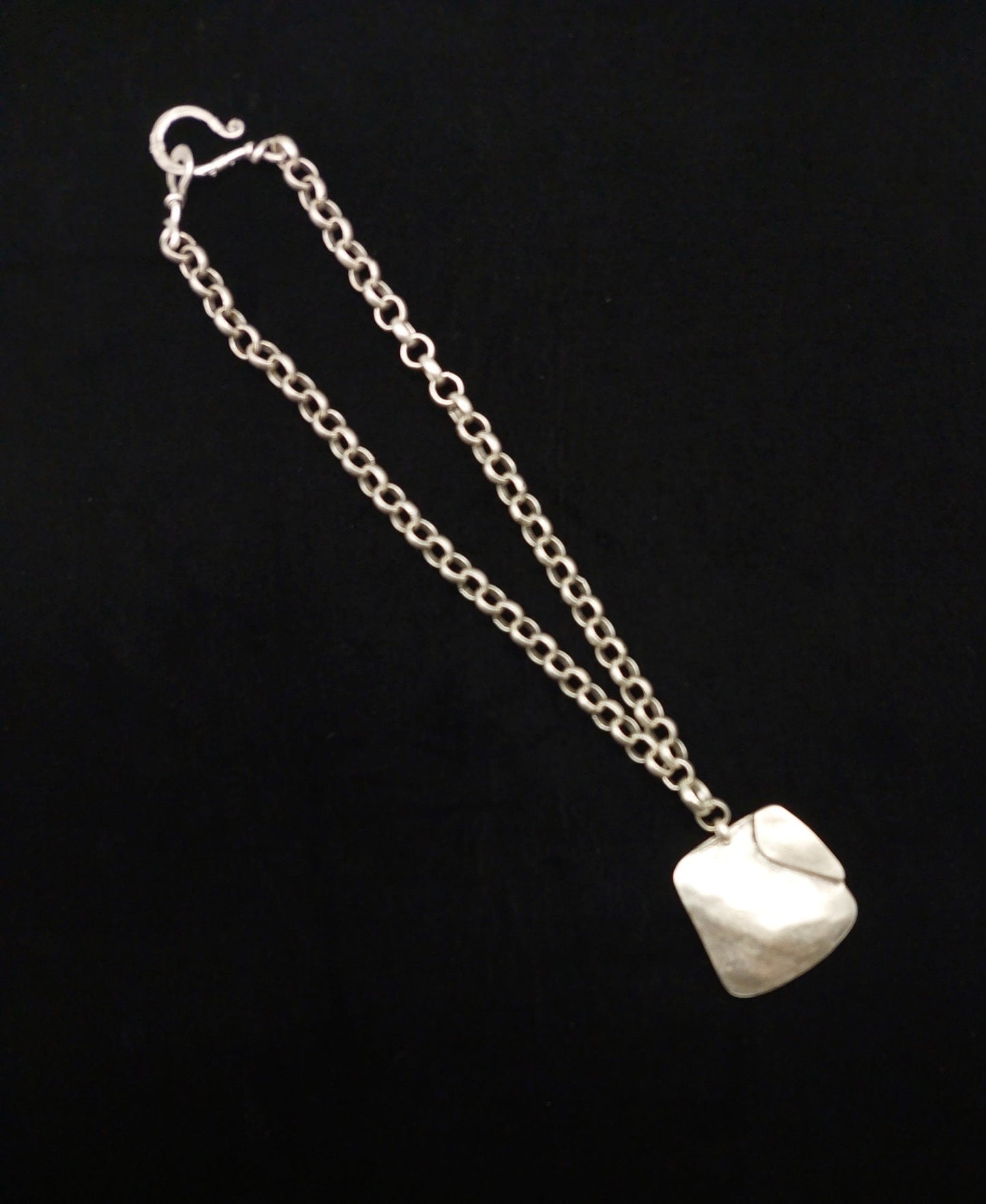 Silver Turkish Zamac Folded Square Necklace