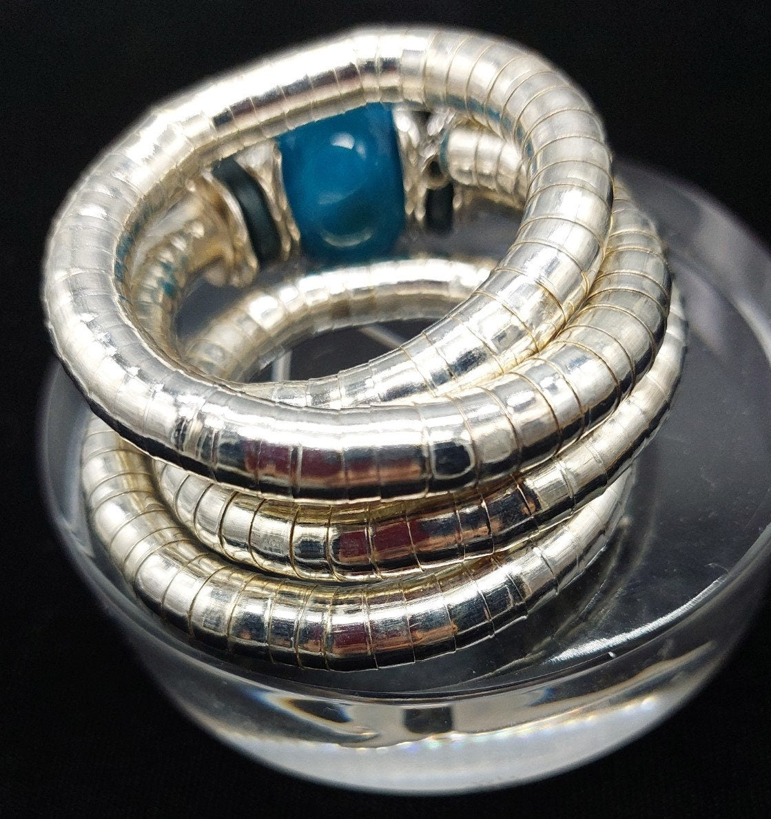 Bold turquoise blue agate wrap bracelet
