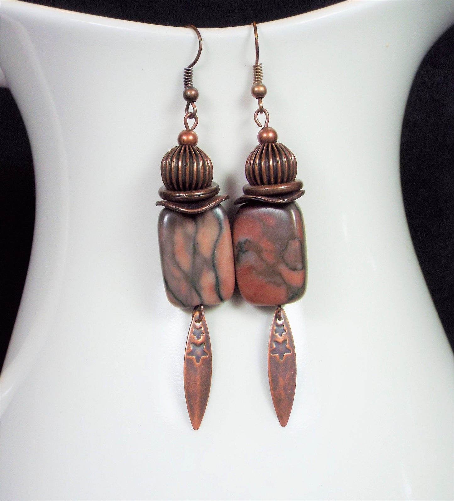 Brown Red Creek Jasper Earrings