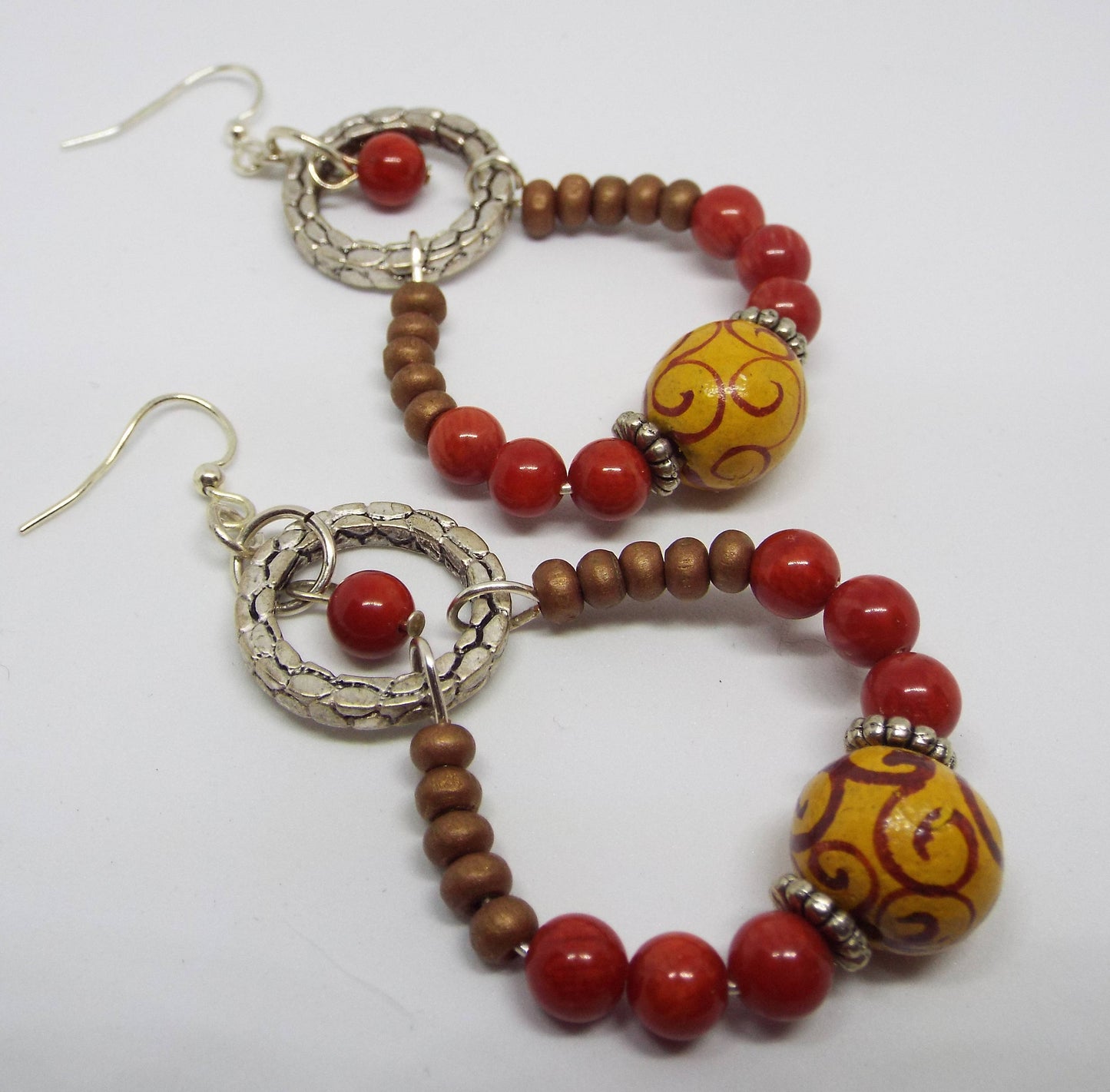 Red and Yellow Painted Earrings
