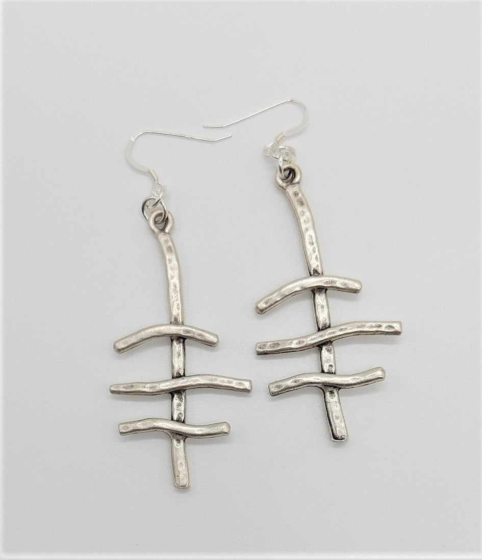 Triple Crossed Silver Earrings