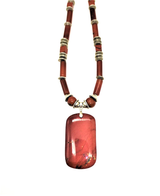 Red Brown Jasper Pendant Necklace