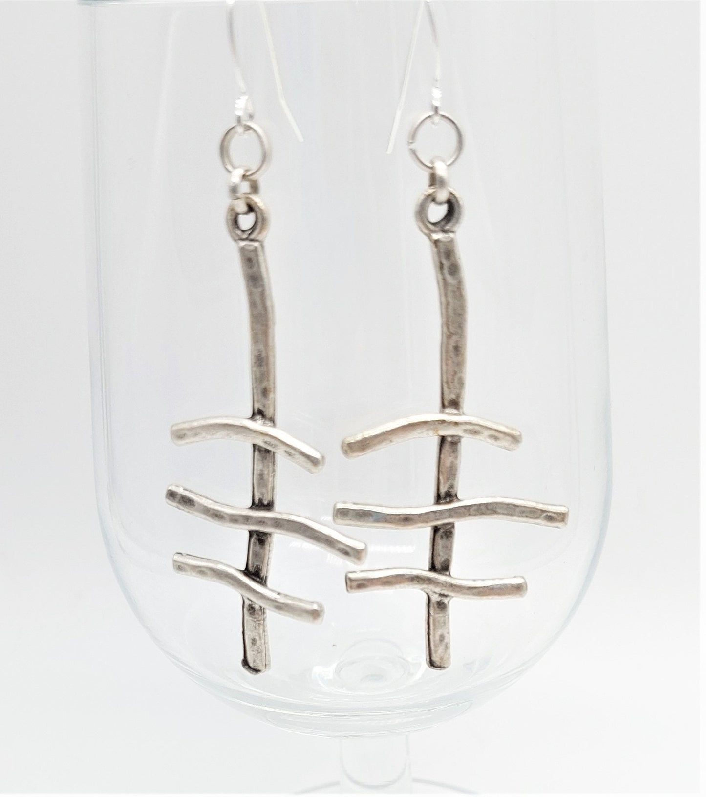 Triple Crossed Silver Earrings