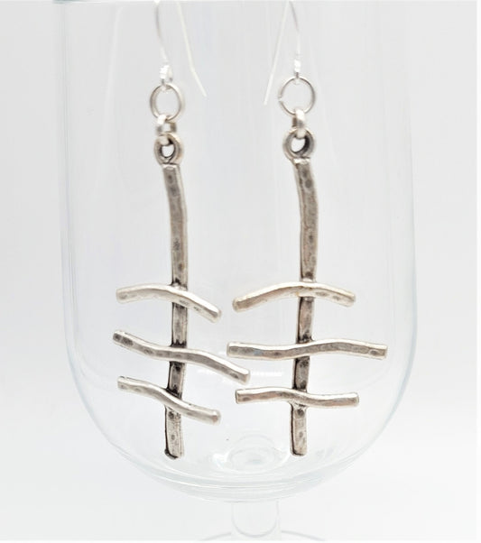 Triple Crossed Silver Earrings