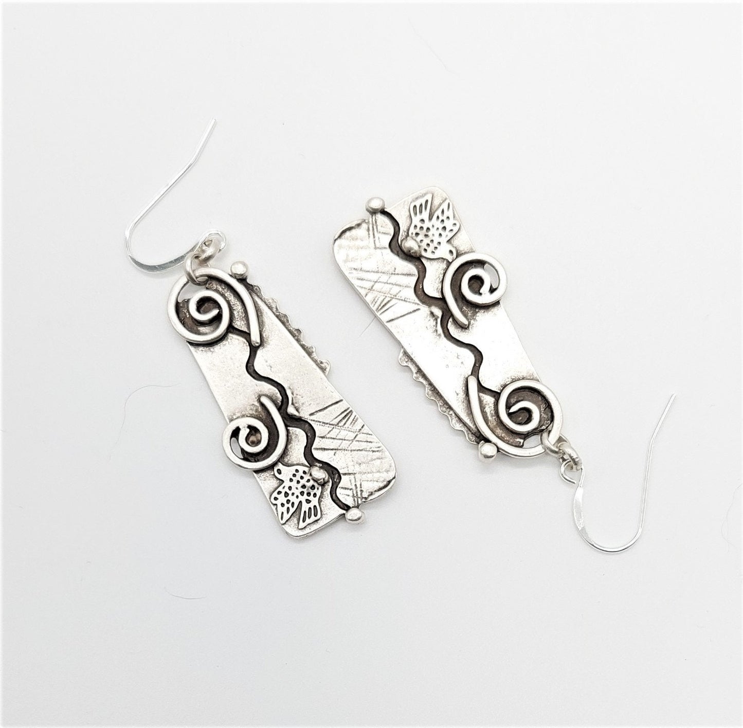 Silver Zamak Swirly Boho Earrings
