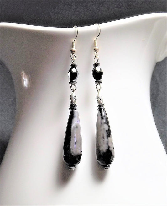 Black Snowflake Jasper Earrings