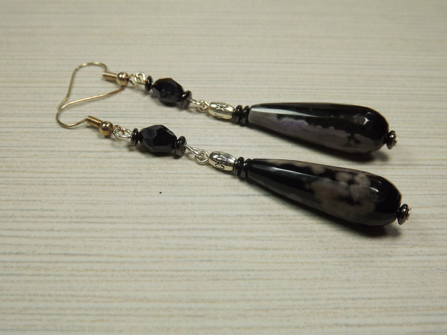 Black Snowflake Jasper Earrings