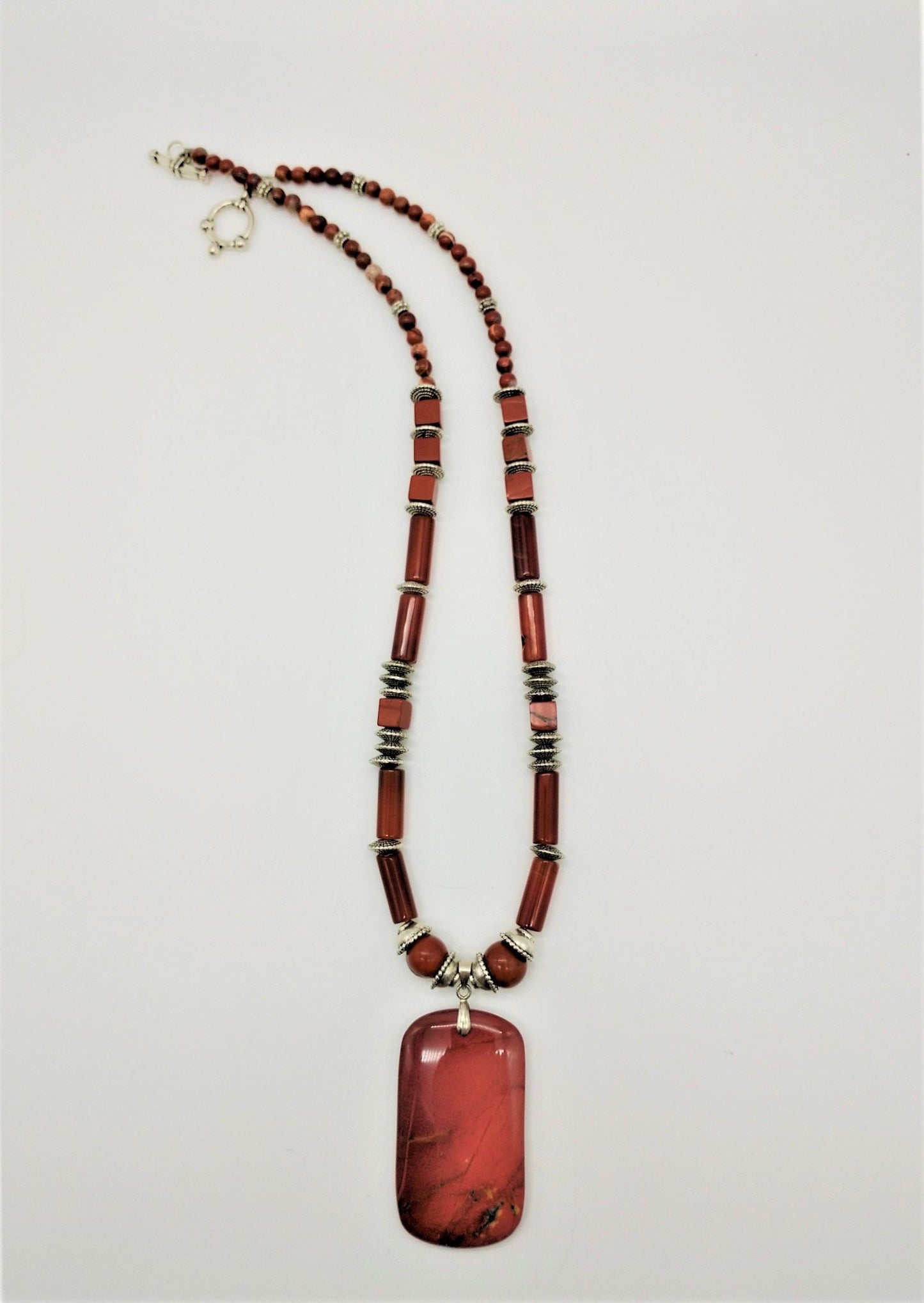 Red Brown Jasper Pendant Necklace