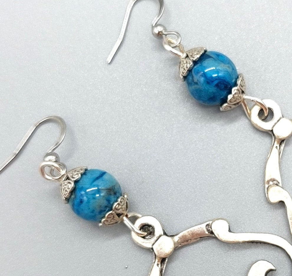 Turkish Zamak earrings, with turquoise gemstones