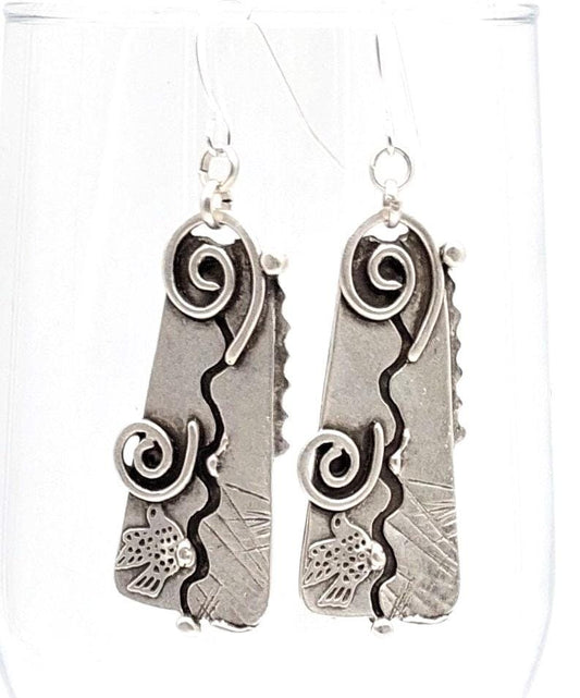 Silver Zamak Swirly Boho Earrings