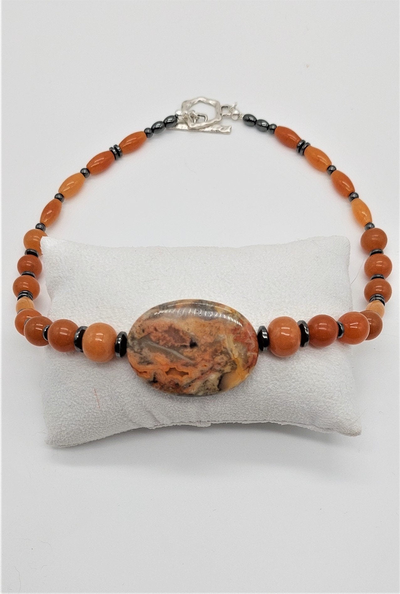 Butterscotch Crazy Lace Agate Pendant Necklace