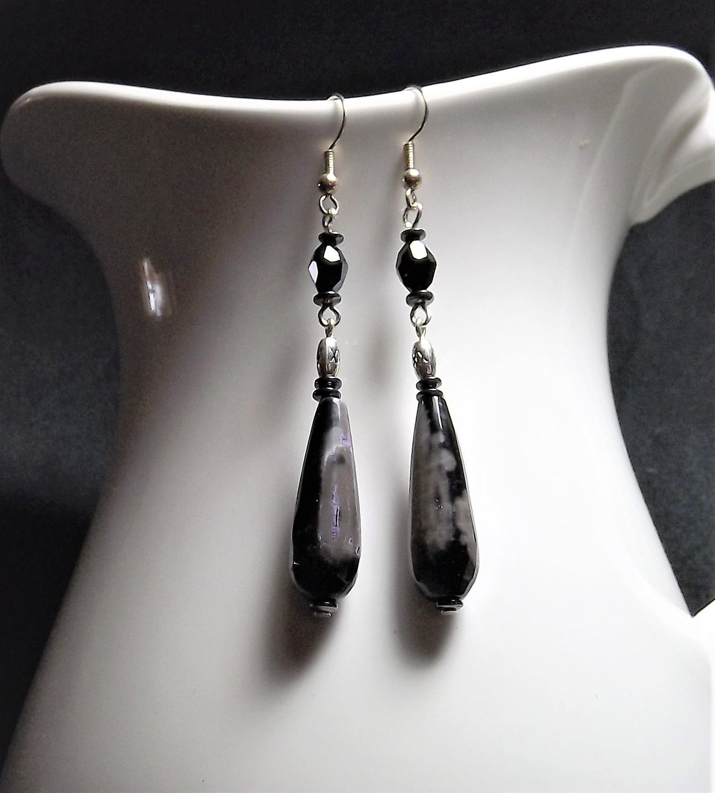 Black Snowflake Jasper Earrings