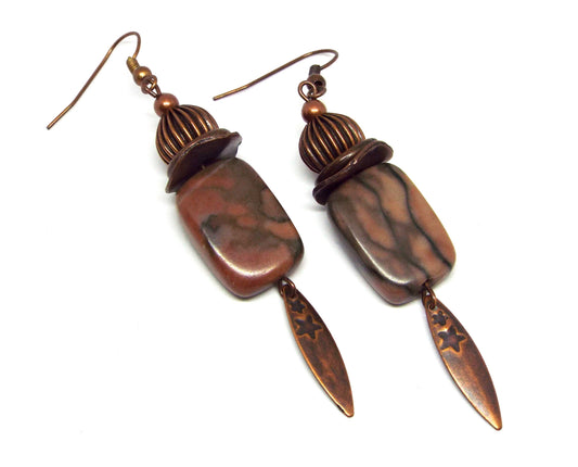 Brown Red Creek Jasper Earrings