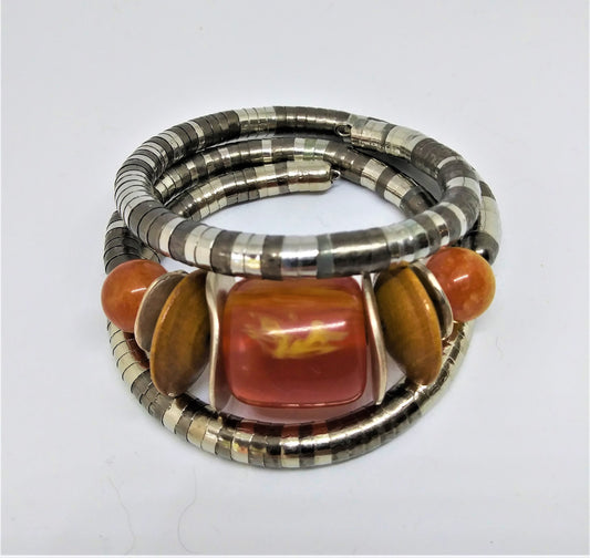 Burnt Orange African Bead Wrap Bracelet