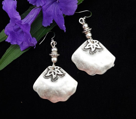 Silver Turkish Zamak Flower Earrings