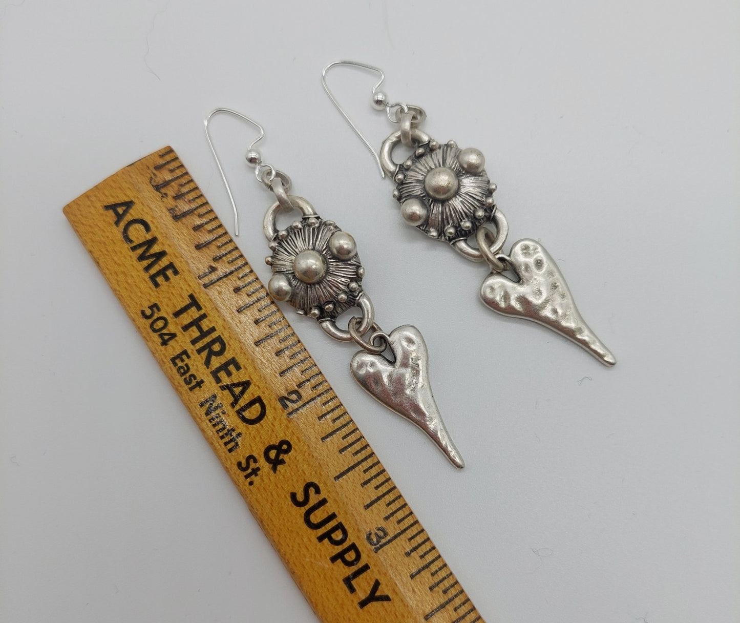 Turkish Silver Dangle Heart Earrings