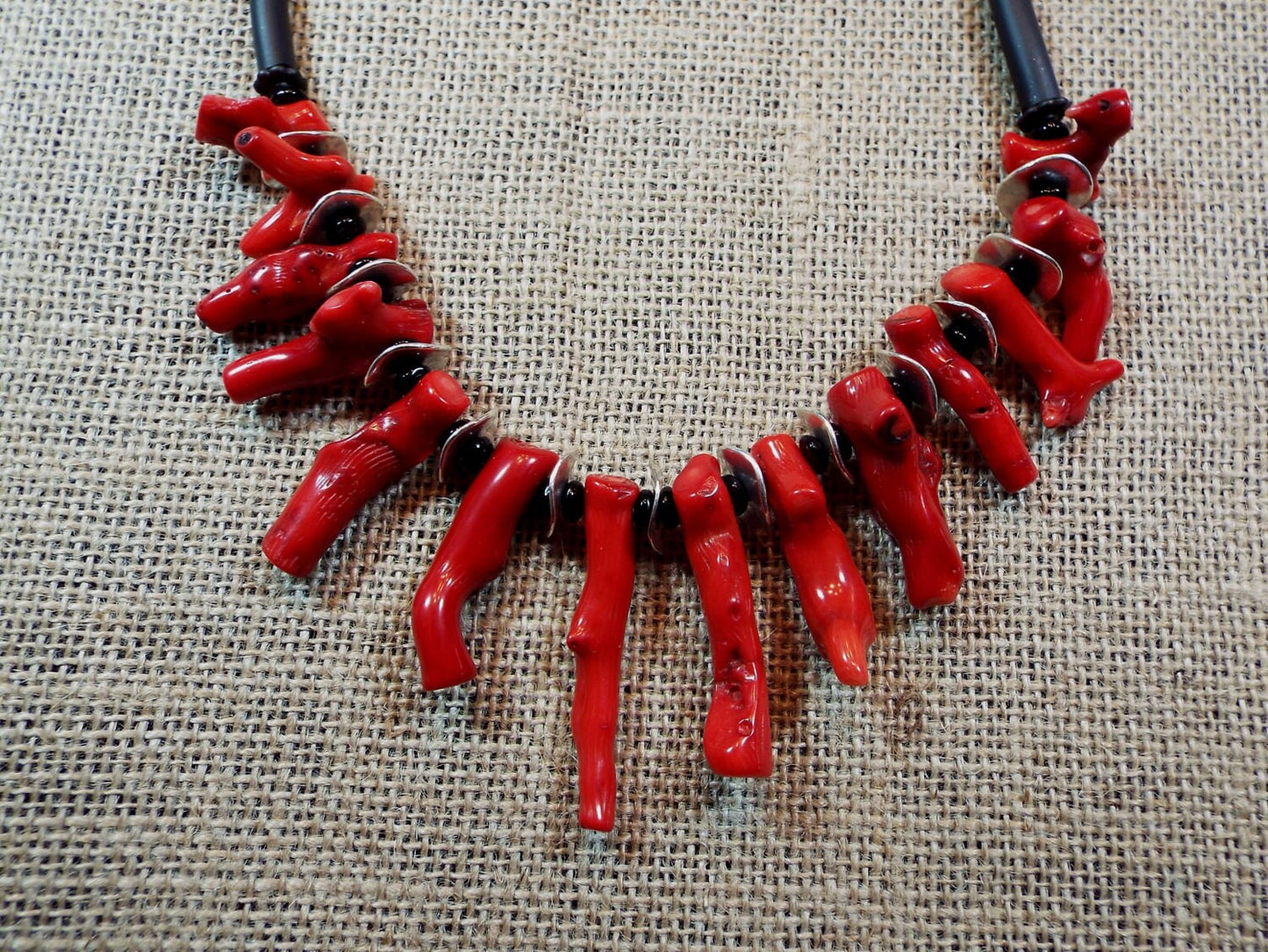 Bold Red Branch Dyed Coral Statement Necklace