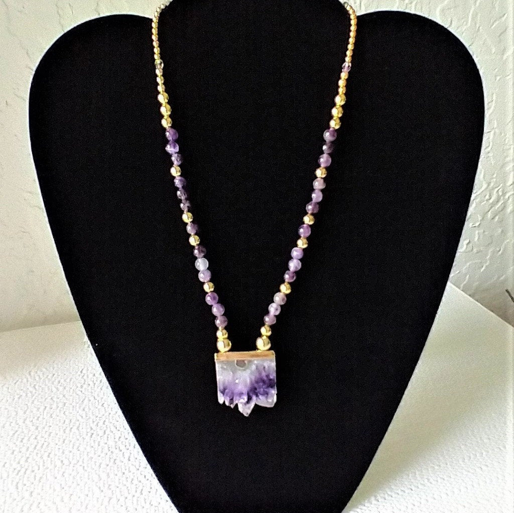 Raw Edge Amethyst Pendant Necklace