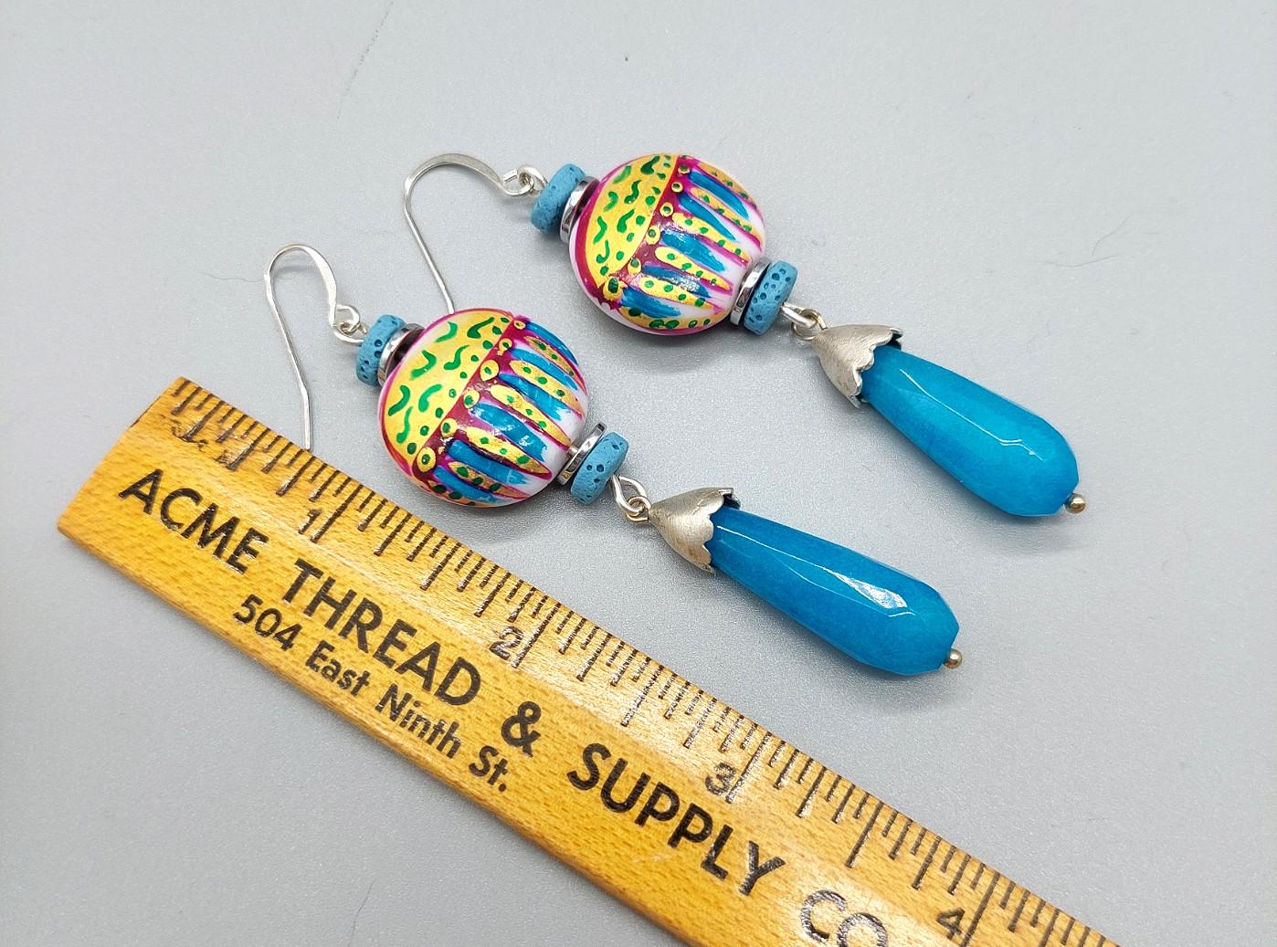 Boho Festive Blue Teardrop Earrings