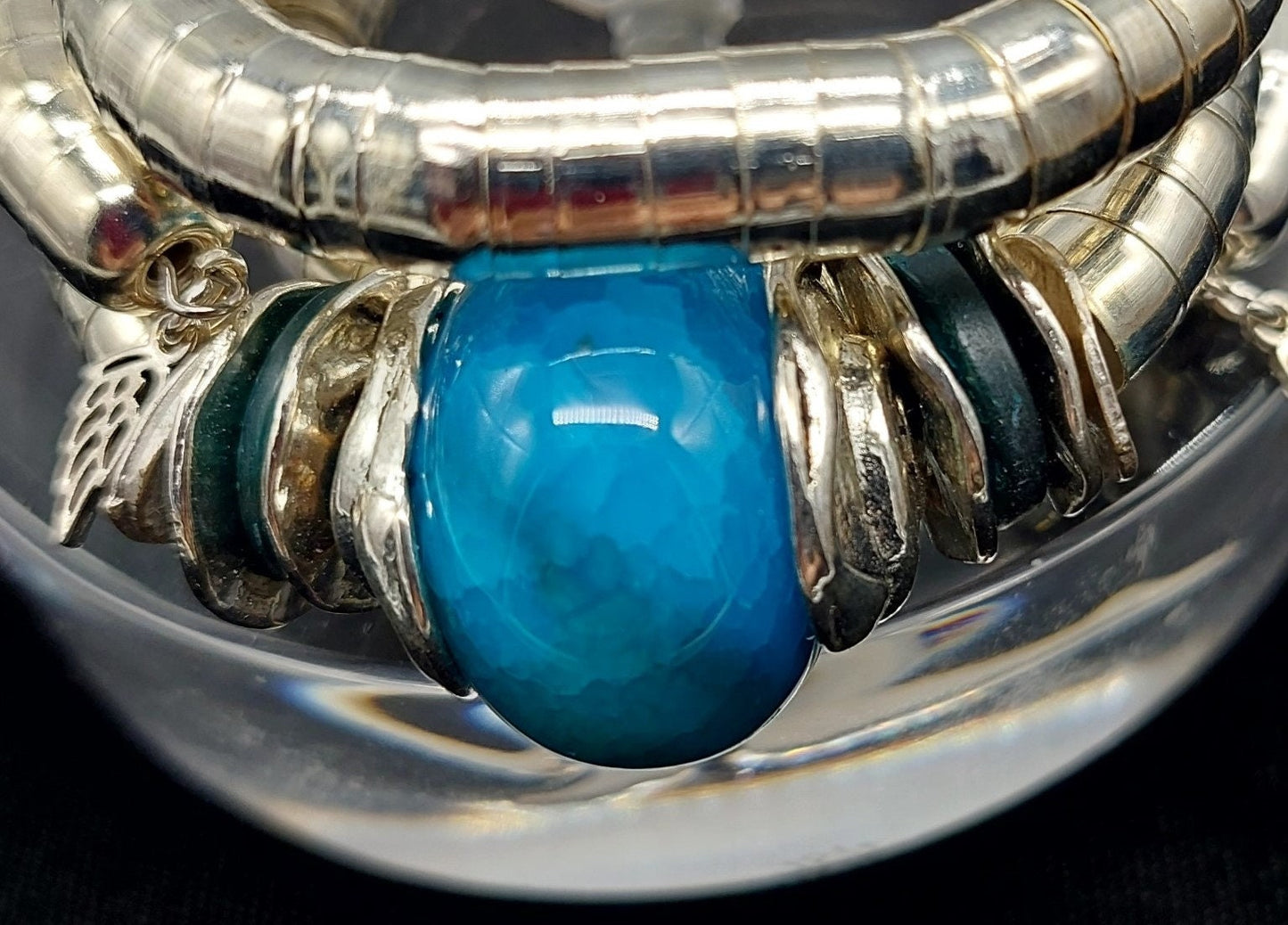 Bold turquoise blue agate wrap bracelet
