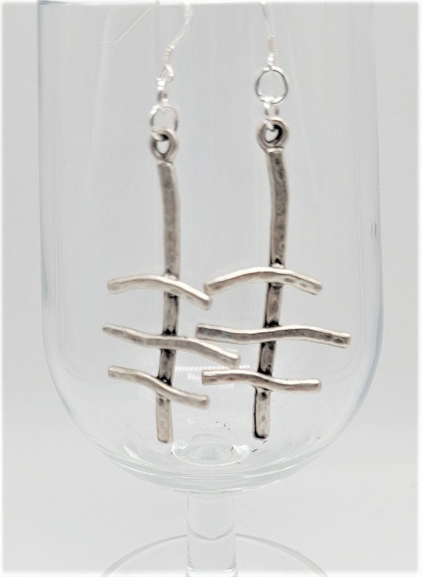 Triple Crossed Silver Earrings