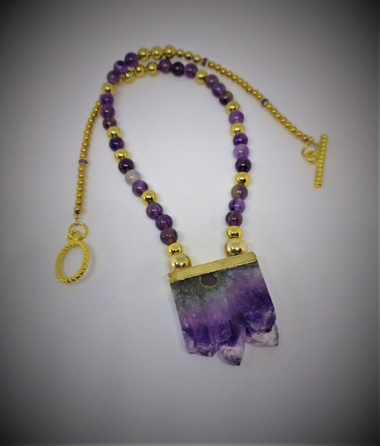 Raw Edge Amethyst Pendant Necklace