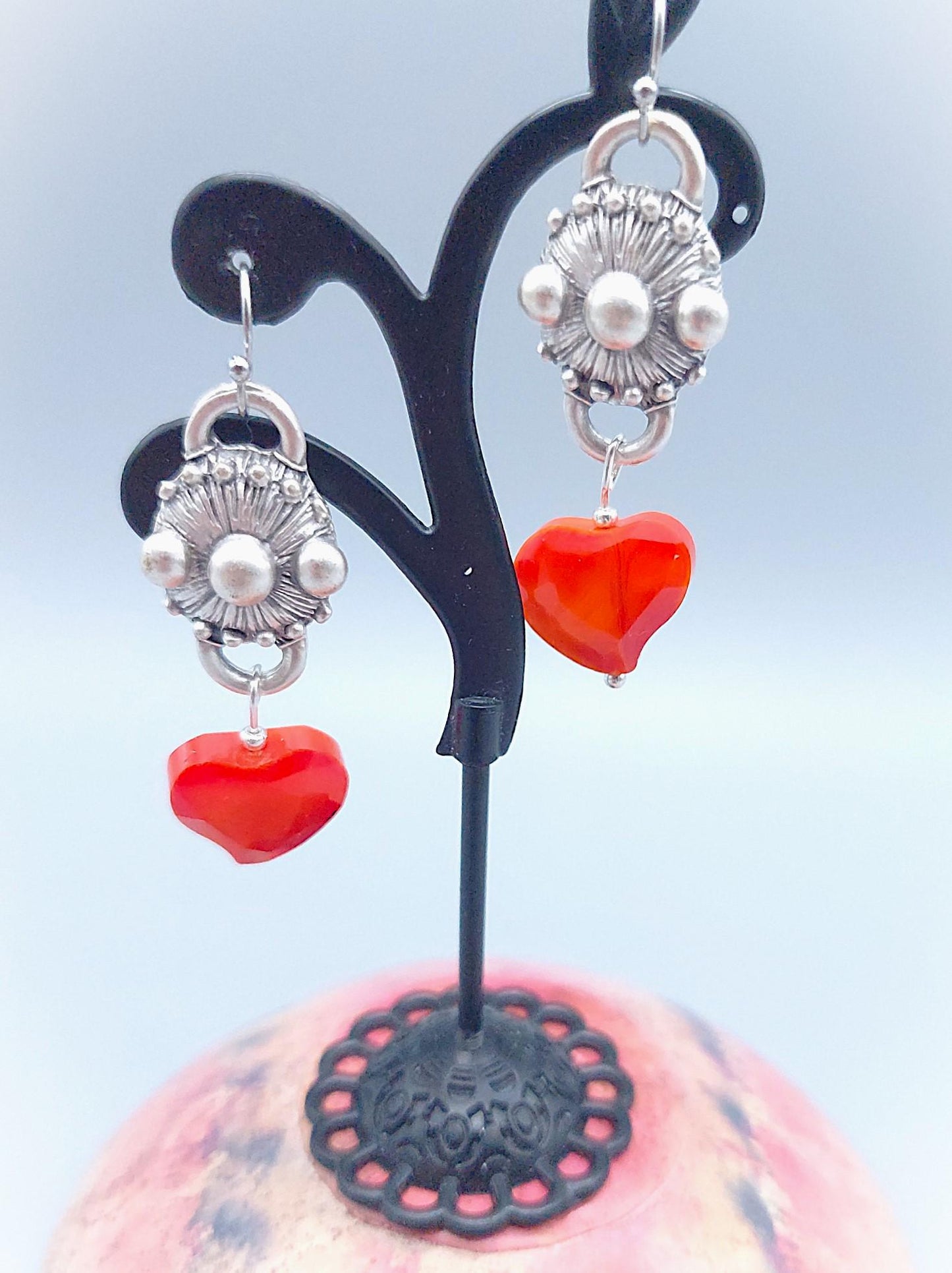 Steal Your Heart Bold Red & Silver Earrings