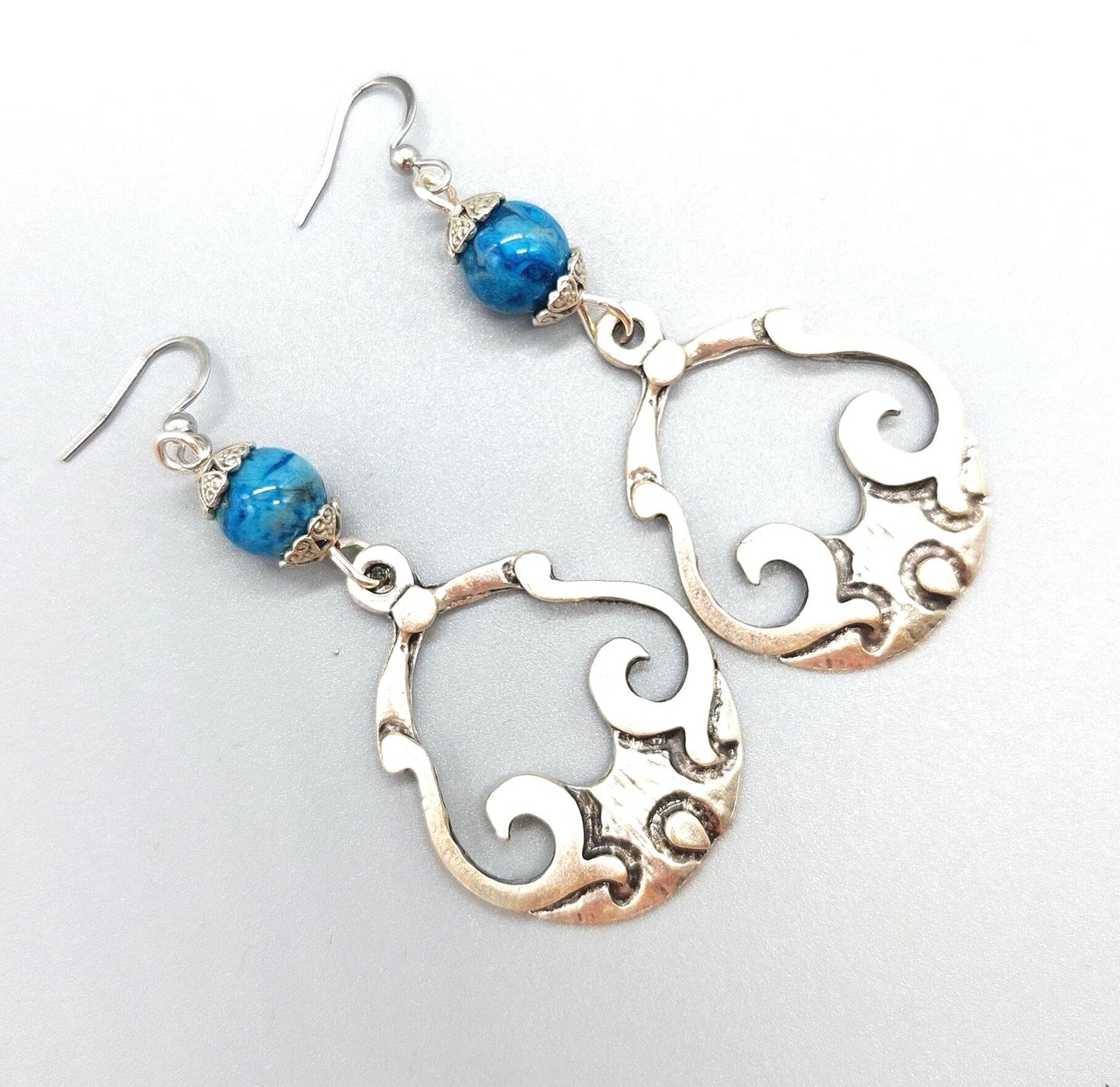 Turkish Zamak earrings, with turquoise gemstones