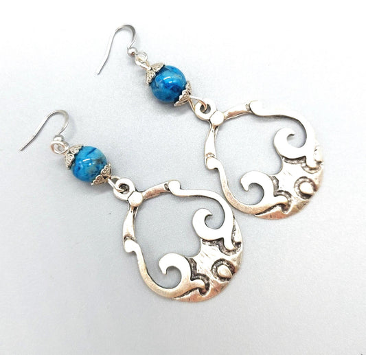 Turkish Zamak earrings, with turquoise gemstones